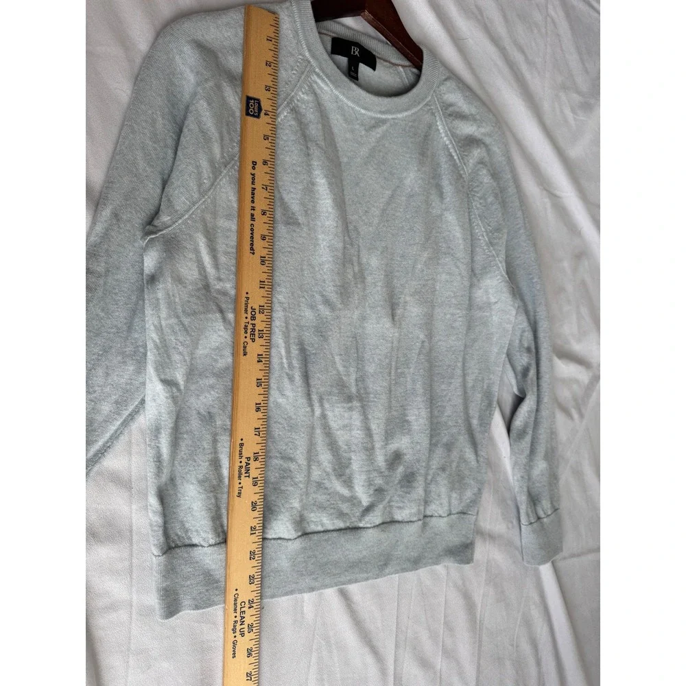 Banana Republic Mens Light Blue 100% Extra Fine Merino Wool Crewneck Sweater L